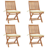 Folding Garden Chairs with Cushions 4 pcs Solid Teak Wood