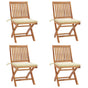 Folding Chairs with Cushions 4 pcs Solid Teak Wood