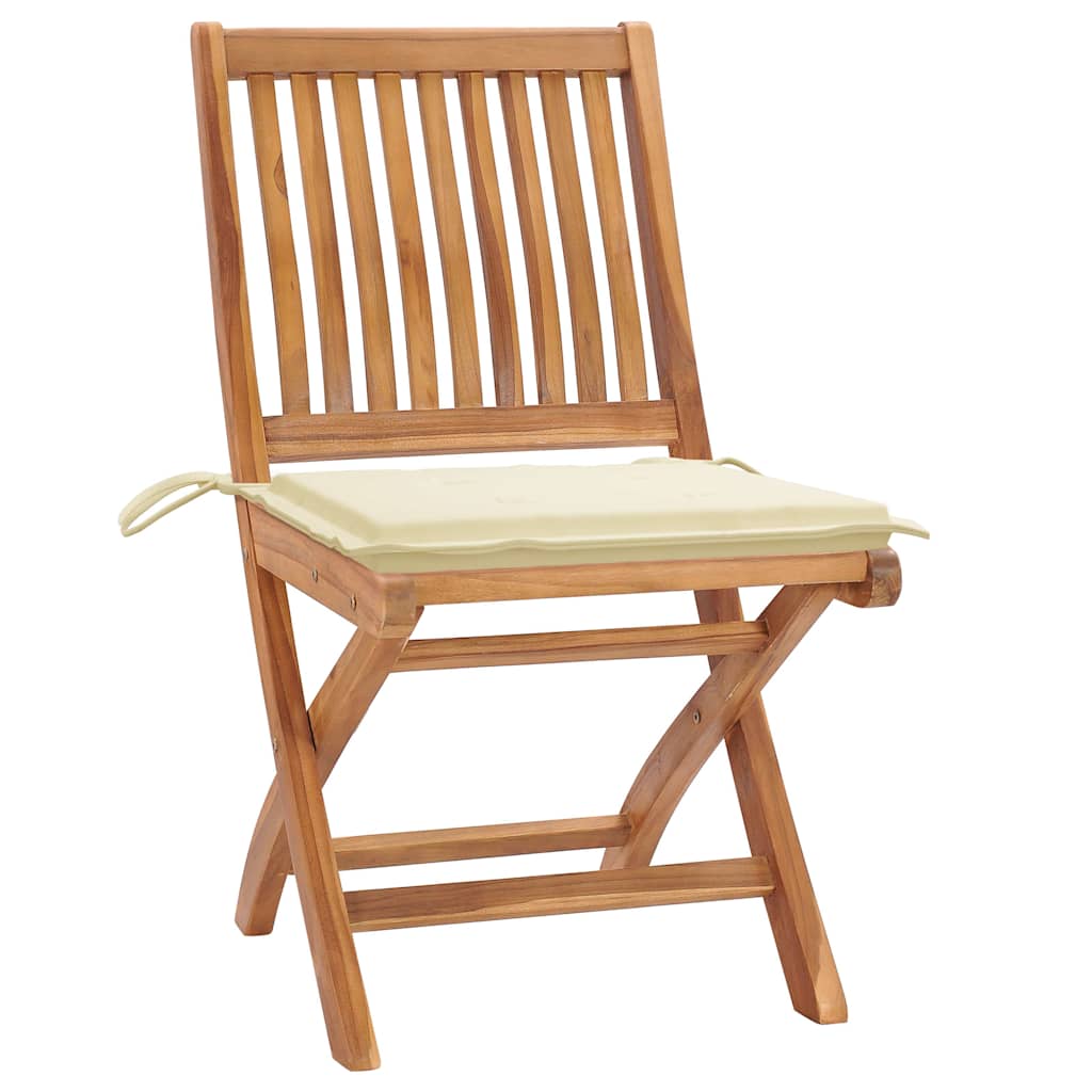 Folding Garden Chairs with Cushions 4 pcs Solid Teak Wood