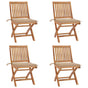 Folding Chairs with Cushions 4 pcs Solid Teak Wood