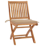 Folding Garden Chairs with Cushions 4 pcs Solid Teak Wood - Front View