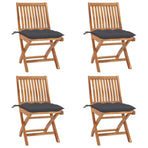 Folding Chairs with Cushions 4 pcs Solid Teak Wood