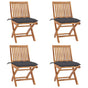 Folding Chairs with Cushions 4 pcs Solid Teak Wood