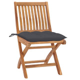 Folding Chairs with Cushions 4 pcs Solid Teak Wood - Front View