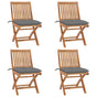 Folding Chairs with Cushions 4 pcs Solid Teak Wood