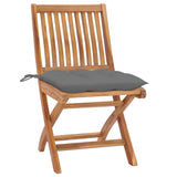 Folding Garden Chairs with Cushions 4 pcs Solid Teak Wood