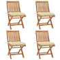 Folding Chairs with Cushions 4 pcs Solid Teak Wood