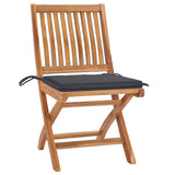 Folding Garden Chairs with Cushions 6 pcs Solid Teak Wood - Side View