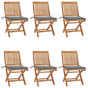 Folding Chairs with Cushions 6 pcs Solid Teak Wood