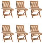 Folding Chairs with Cushions 6 pcs Solid Teak Wood