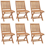 Folding Garden Chairs with Cushions 6 pcs Solid Teak Wood - Front View