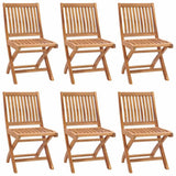 Folding Chairs with Cushions 6 pcs Solid Teak Wood - Front View