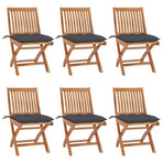 Folding Chairs with Cushions 6 pcs Solid Teak Wood