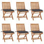 Folding Chairs with Cushions 6 pcs Solid Teak Wood