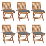 Folding Garden Chairs with Cushions 6 pcs Solid Teak Wood