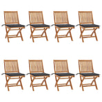 Folding Chairs with Cushions 8 pcs Solid Teak Wood