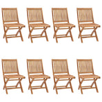 Folding Chairs with Cushions 8 pcs Solid Teak Wood