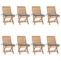 Folding Chairs with Cushions 8 pcs Solid Teak Wood