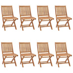 Folding Chairs with Cushions 8 pcs Solid Teak Wood