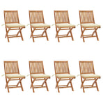 Folding Chairs with Cushions 8 pcs Solid Teak Wood