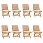 Folding Chairs with Cushions 8 pcs Solid Teak Wood