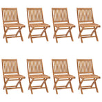 Folding Chairs with Cushions 8 pcs Solid Teak Wood