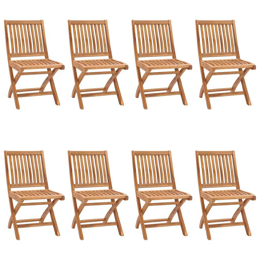 Folding Chairs with Cushions 8 pcs Solid Teak Wood