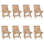 Folding Chairs with Cushions 8 pcs Solid Teak Wood