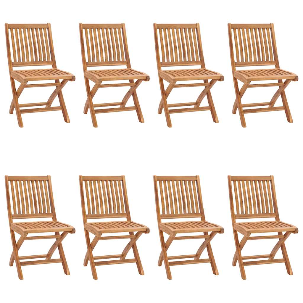 Folding Garden Chairs with Cushions 8 pcs Solid Teak Wood
