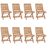 Folding Garden Chairs with Cushions 8 pcs Solid Teak Wood - Front View