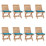 Folding Chairs with Cushions 8 pcs Solid Teak Wood