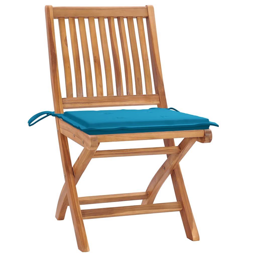 Folding Chairs with Cushions 8 pcs Solid Teak Wood