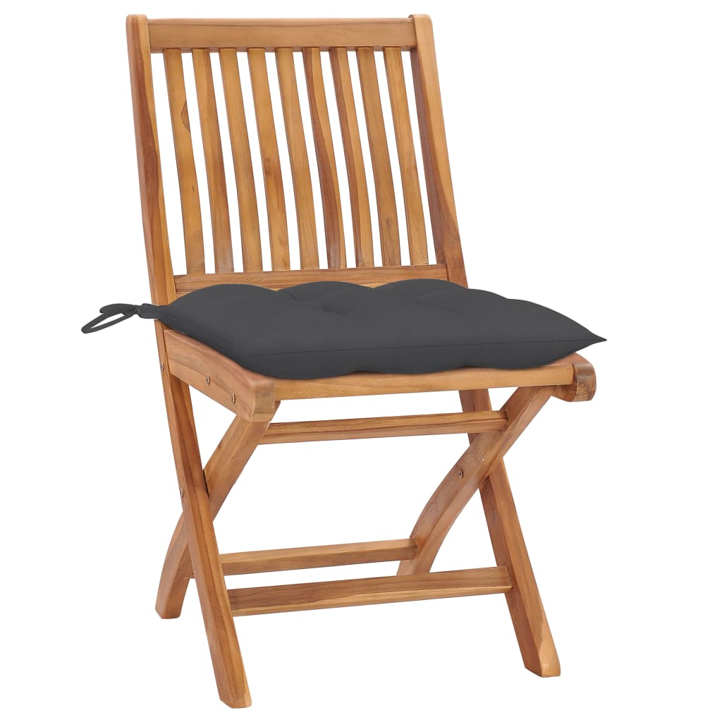 Folding Garden Chairs with Cushions 8 pcs Solid Teak Wood