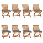 Folding Chairs with Cushions 8 pcs Solid Teak Wood