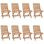 Folding Chairs with Cushions 8 pcs Solid Teak Wood
