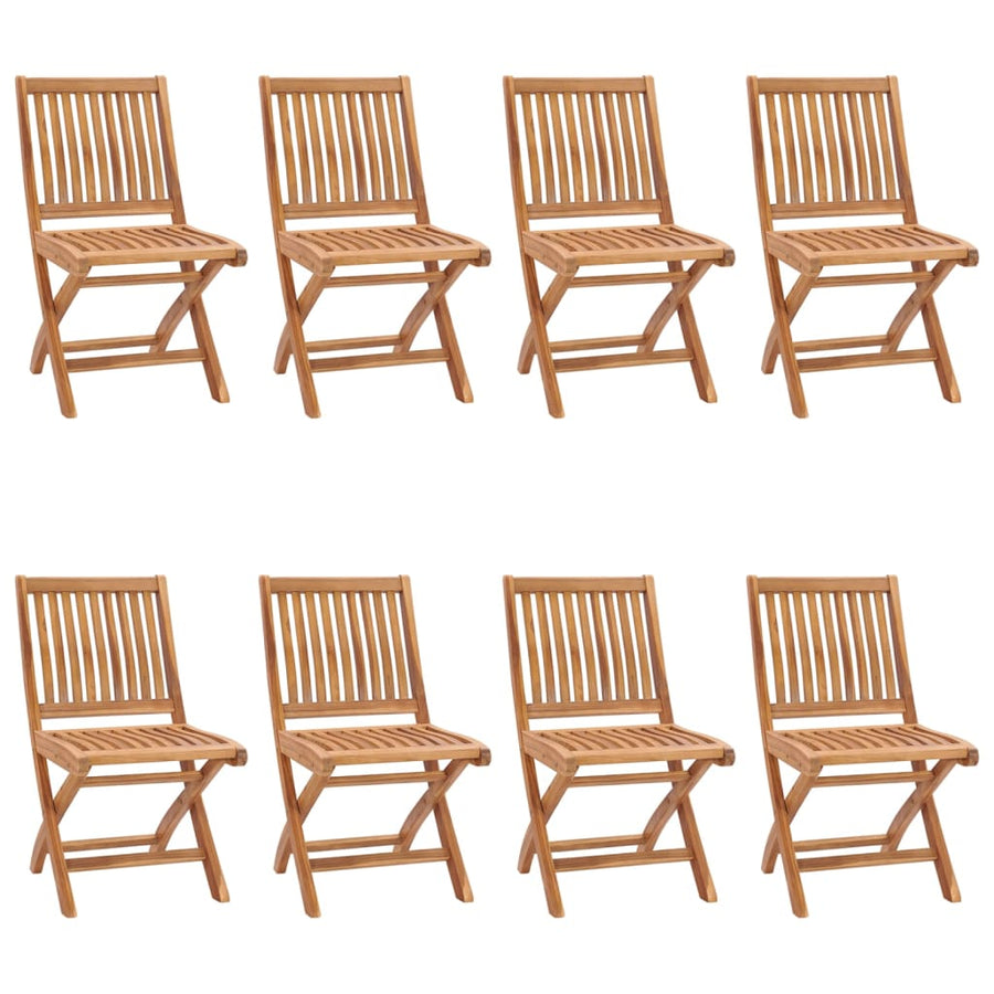 Folding Chairs with Cushions 8 pcs Solid Teak Wood