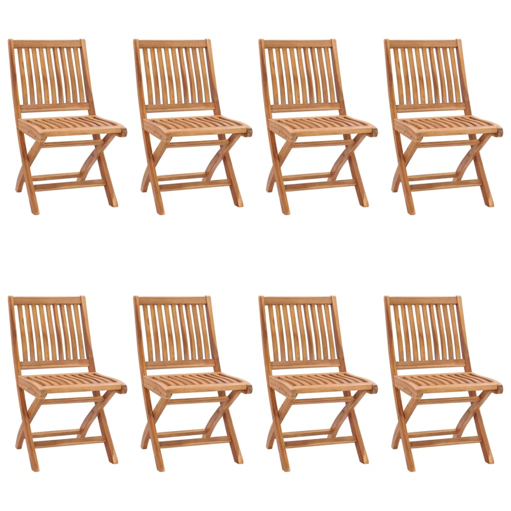 Folding Garden Chairs with Cushions 8 pcs Solid Teak Wood