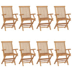 Folding Chairs 8 pcs Solid Teak Wood