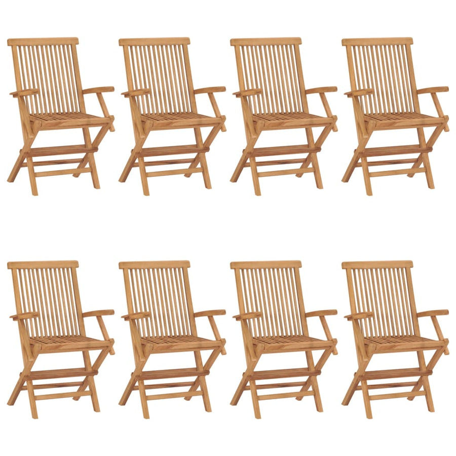 Folding Chairs 8 pcs Solid Teak Wood