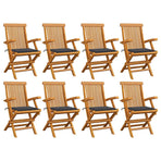 Folding Chairs with Anthracite Cushions 8 pcs Solid Teak Wood