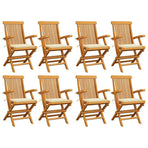 Folding Chairs with Cream Cushions 8 pcs Solid Teak Wood