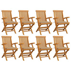 Folding Chairs with Beige Cushions 8 pcs Solid Teak Wood