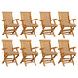 Folding Chairs with Beige Cushions 8 pcs Solid Teak Wood