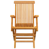 Garden Chairs with Beige Cushions 8 pcs Solid Teak Wood - Top-Down View
