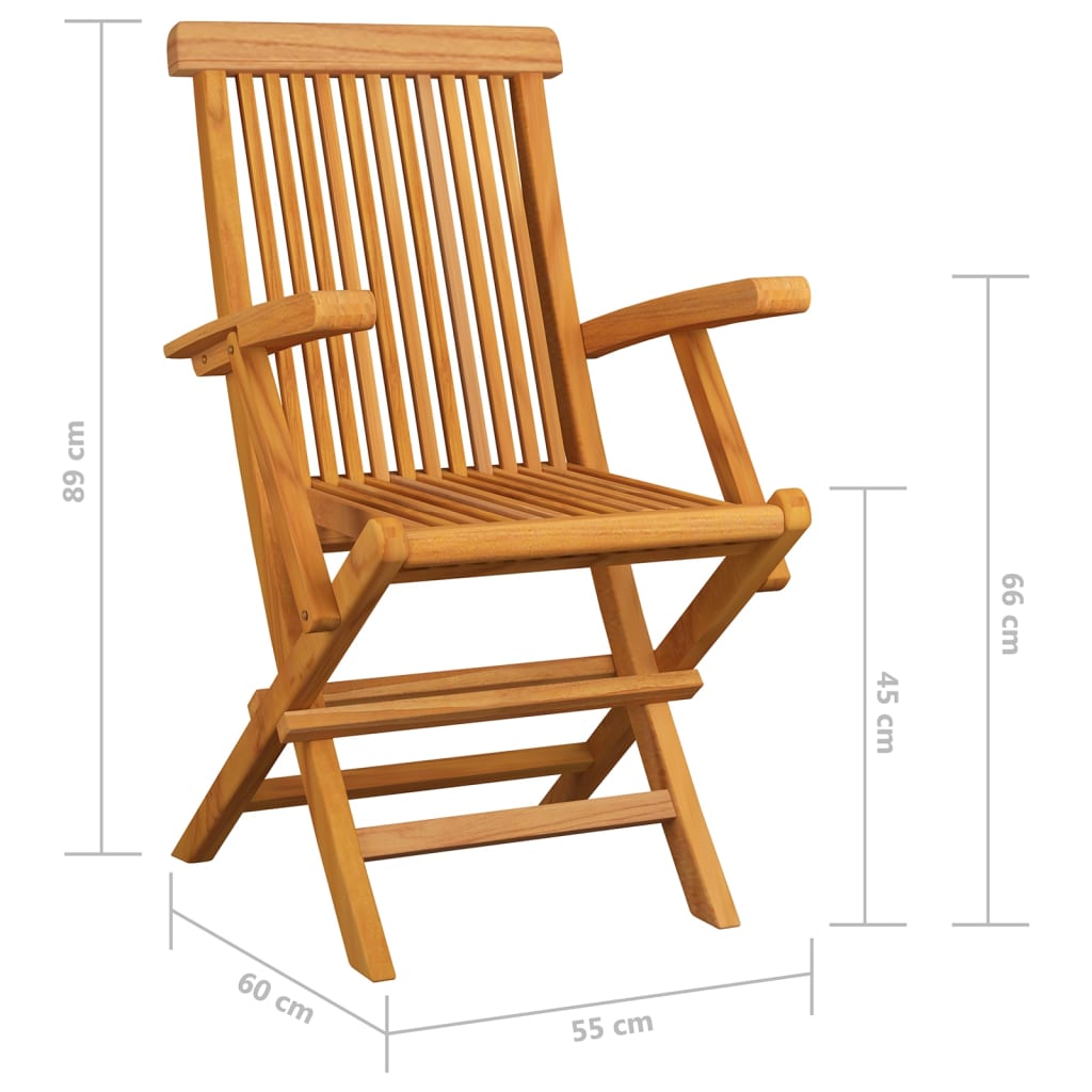 Folding Chairs with Blue Cushions 8 pcs Solid Teak Wood