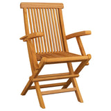 Folding Chairs with Blue Cushions 8 pcs Solid Teak Wood - Side View