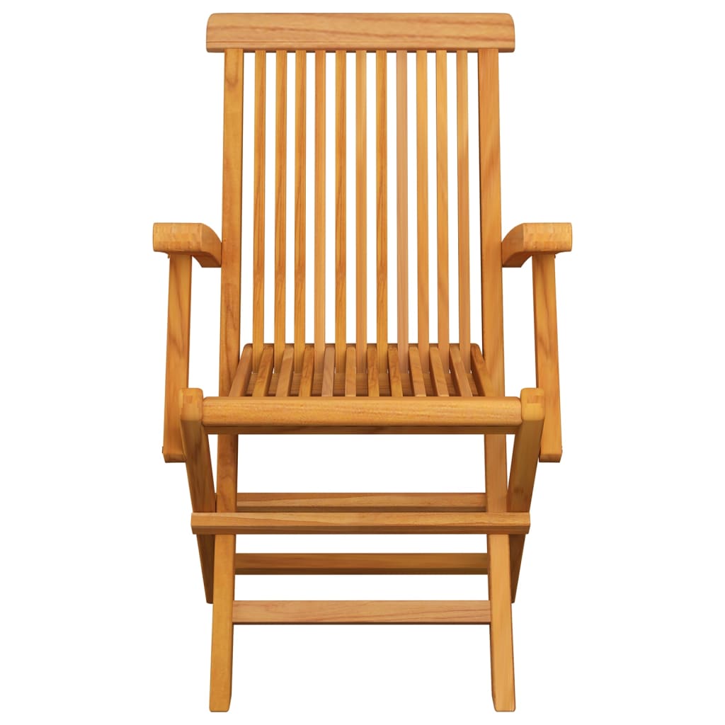 Folding Chairs with Blue Cushions 8 pcs Solid Teak Wood