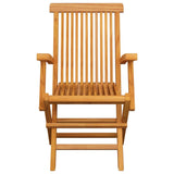 Folding Chairs with Blue Cushions 8 pcs Solid Teak Wood - Top-Down View