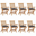 Folding Chairs with Anthracite Cushions 8 pcs Solid Teak Wood