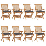 Garden Chairs with Anthracite Cushions 8 pcs Solid Teak Wood